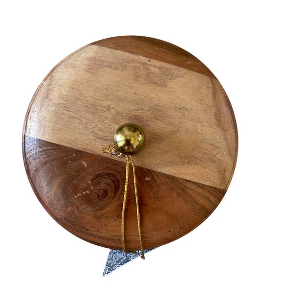 Hand Painted Checkered Ceramic Canister w/ Wood Lid Made in India Blue White NEW - Picture 12 of 16